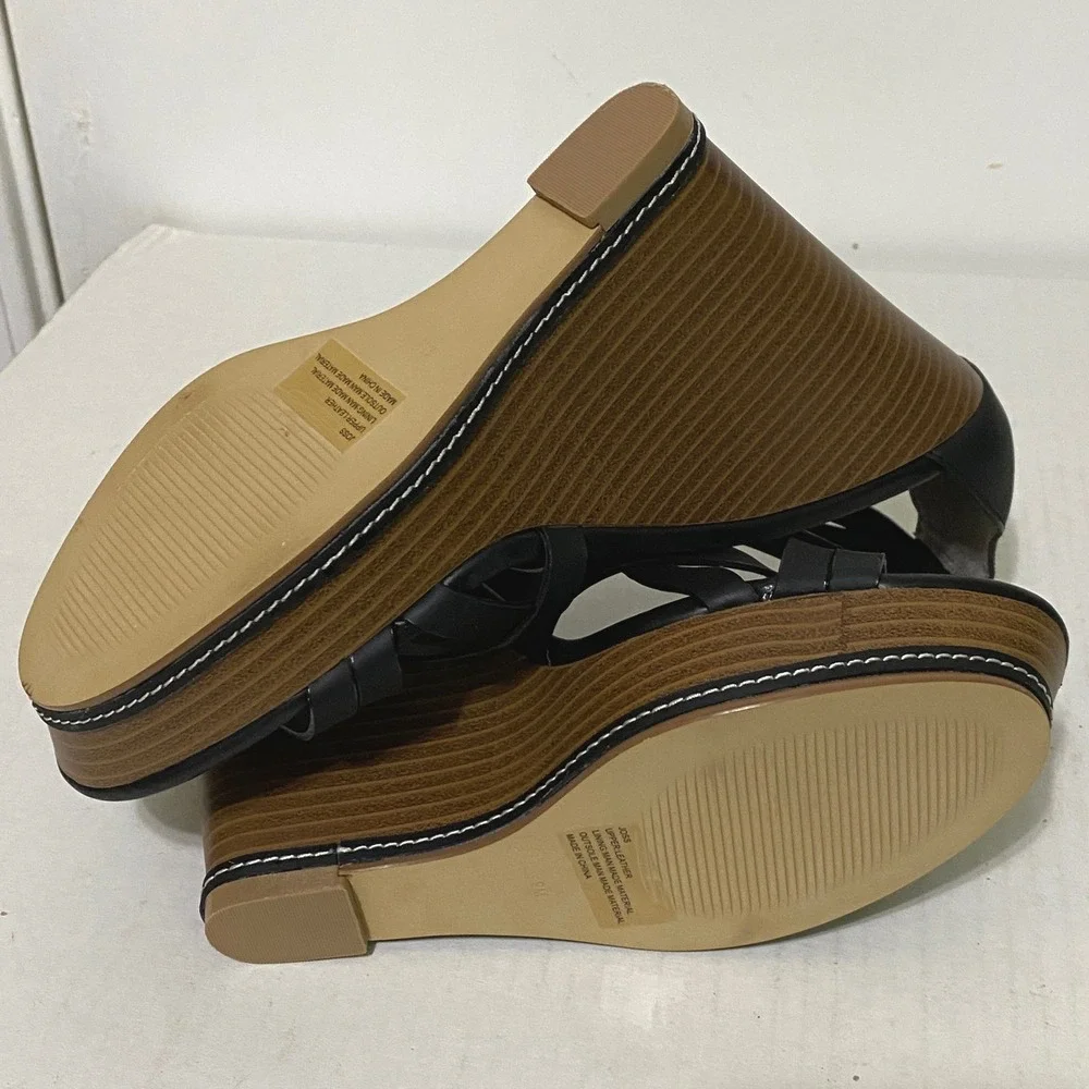 Matisse Joss Black Leather Strappy Platform Wedge Sandals Womens 9M Boho Chic